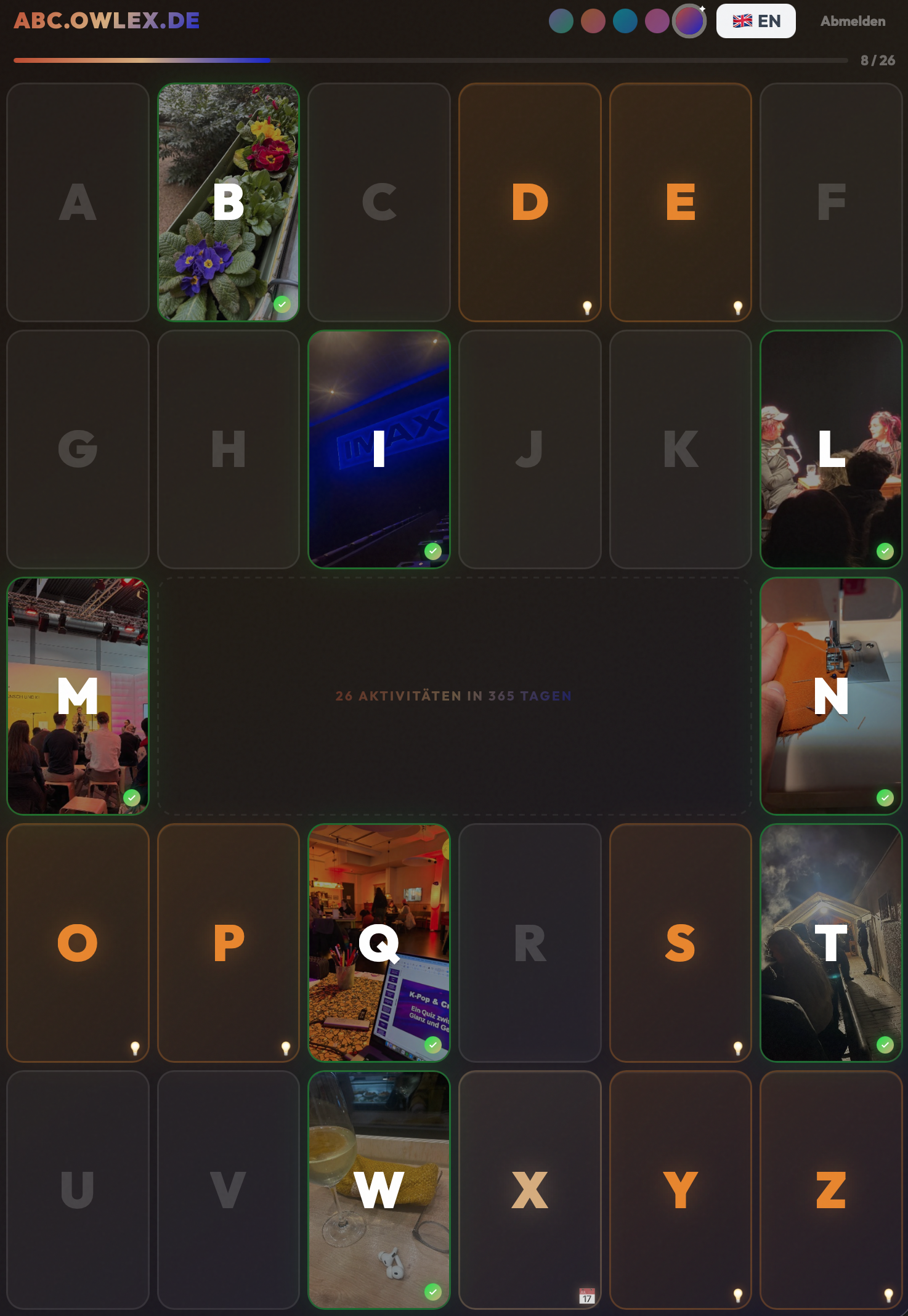 My current ABC Challenge Tracker overview